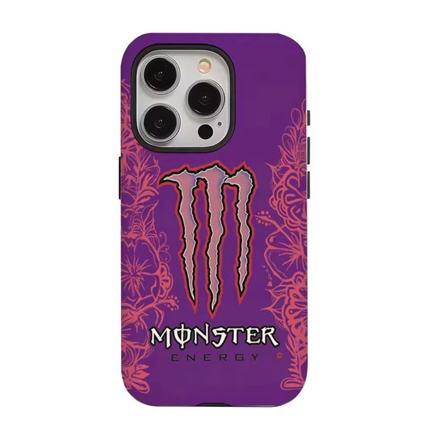 Purple phone case with Monster Energy logo on a white background