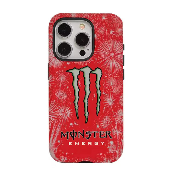 Phone case with Monster Energy logo on a red background
