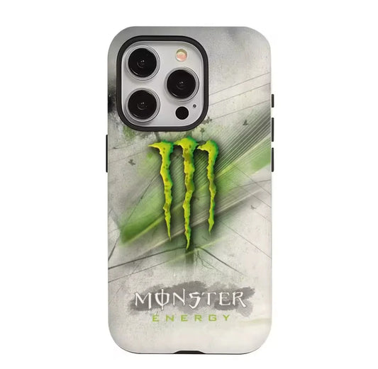 Phone case with Monster Energy logo on a light background