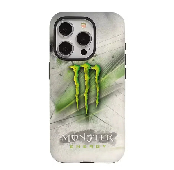 Phone case with Monster Energy logo on a light background