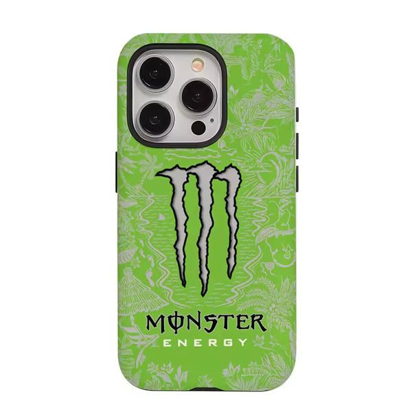 Green phone case with Monster Energy logo on a white background